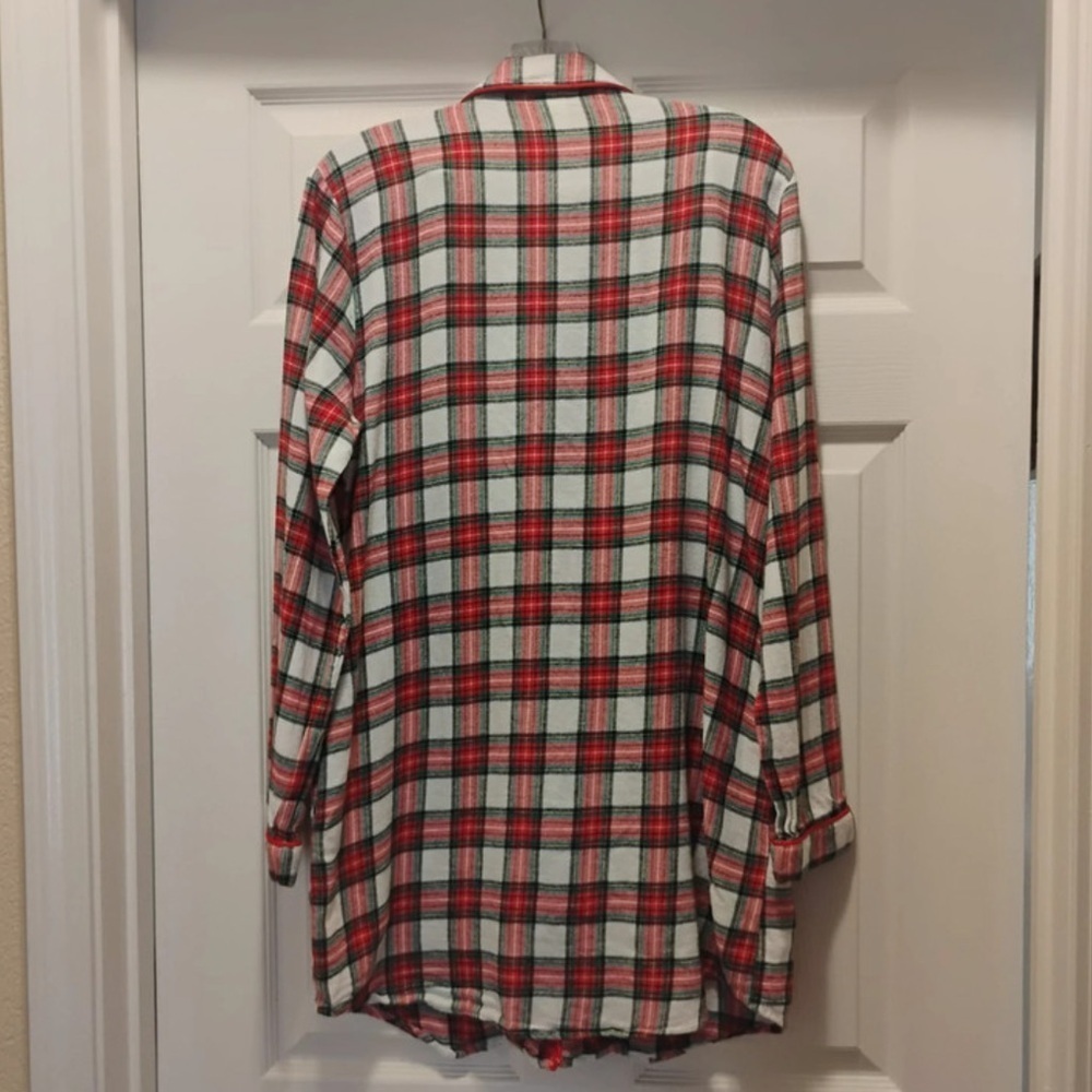 Disney Minnie Mouse Red Plaid Flannel Sleep Shirt Size S - Picture 3 of 6